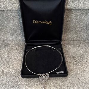 Diamonique Silver Butterfly Pendant Necklace